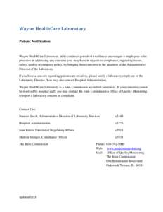 Accreditation / Quality assurance / Healthcare in the United States / Joint Commission / Patient safety / Medical technology / Critical Test Results Management / Evaluation / Medicine / Health