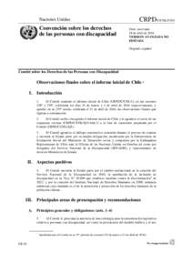 Naciones Unidas  Convención sobre los derechos de las personas con discapacidad  CRPD/C/CHL/CO/1