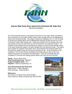 Arizona State Parks River Island Unit at Buckskin Mt. State Park General Contractor Fann Environmental served as the general contractor for this project which consisted of the construction of a new water booster station,