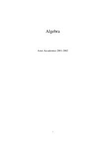 Algebra  Anno Accademico