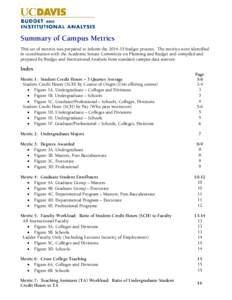 Summary of Campus Metrics This set of metrics was prepared to inform the[removed]budget process. The metrics were identified in coordination with the Academic Senate Committee on Planning and Budget and compiled and prep