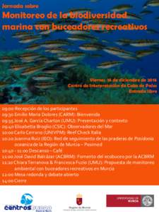 Jornada sobre  Monitoreo de la biodiversidad marina con buceadores recreativos  Viernes 16 de diciembre de 2016