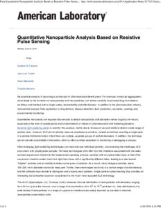 Print Quantitative Nanoparticle Analysis Based on Resistive Pulse Sensing | American Laboratory