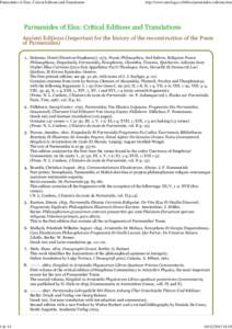 Philosophy / Humanities / Parmenides / Hermann Alexander Diels / Xenophanes / Pre-Socratic philosophy / Sophist / Ancient Greek philosophy / Ancient Greek philosophers / Dialogues of Plato / 1st millennium BC