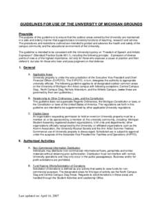 Policy for Scheduled Use of the University of Michigan Designated Outdoor Common Areas