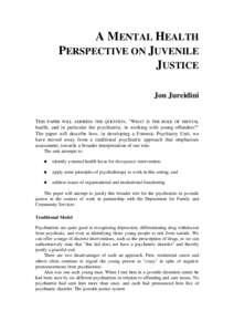 A mental health perspective on juvenile justice