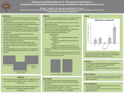 Enhanced monitoring efficacy for Xylosandrus crassiusculus (Coleoptera:Curculionidae:Scolytinae) using conophthorin with ethanol-baited lures Nicole R. VanDerLaan-Hannon and Matthew D. Ginzel Department of Forestry and N