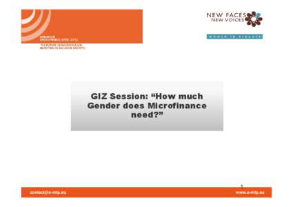GIZ Session: “How much Gender does Microfinance need?” 1 [removed]