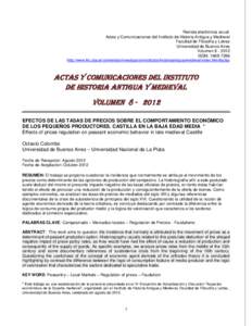 Revista electrónica anual: Actas y Comunicaciones del Instituto de Historia Antigua y Medieval Facultad de Filosofía y Letras Universidad de Buenos Aires VolumenISSN: 