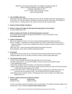 Minutes of the Regular Meeting of the Financial Oversight Panel of North Chicago Community Unit School District 187, Thursday, November 20, 2014