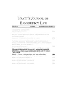 Pratt’s Journal of Bankruptcy Law Volume 8 Number 8