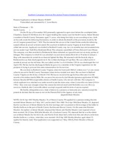 Southern Campaign American Revolution Pension Statements & Rosters Pension Application of Isham Meador W25697 Transcribed and annotated by C. Leon Harris State of Tennessee } SS. Smith County. }