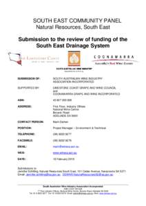 SOUTH EAST COMMUNITY PANEL Natural Resources, South East Submission to the review of funding of the South East Drainage System  SUBMISSION OF: