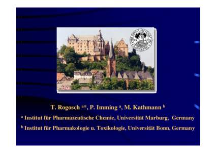 T. Rogosch a*, P. Imming a, M. Kathmann b a Institut für Pharmazeutische Chemie, Universität Marburg, Germany  b
