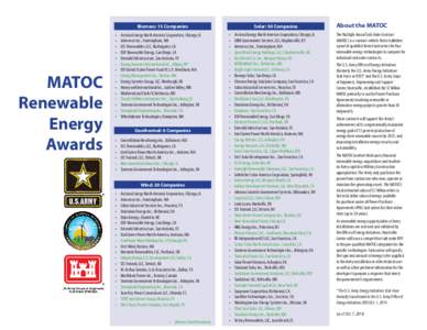 Biomass: 15 Companies  MATOC Renewable Energy Awards