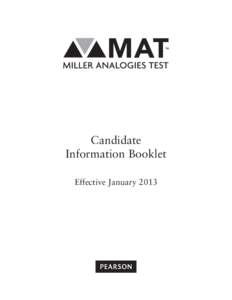 Miller Analogies Test / Mat / Graduate Record Examinations / Test / Analogy / Education / Evaluation / Standardized tests