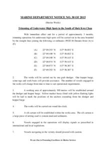 MARINE DEPARTMENT NOTICE NO. 30 OF 2015