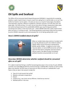 Oil Spills and Seafood fact sheet