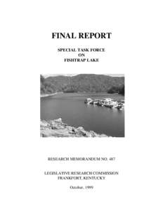 FINAL REPORT SPECIAL TASK FORCE ON FISHTRAP LAKE  RESEARCH MEMORANDUM NO. 487