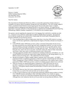 Fish / Conservation in the United States / Fisheries observer / Association for Professional Observers / Fishing industry / National Marine Fisheries Service / National Oceanic and Atmospheric Administration / Fisheries management / U.S. Regional Fishery Management Councils / Fishing / Fisheries science / Environment