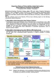 Reporting Status of Vulnerability-related Information about Software Products and Websites - 4th Quarter of[removed]October – December) - Information-technology Promotion Agency, Japan (IPA) and Japan Computer Emergency 