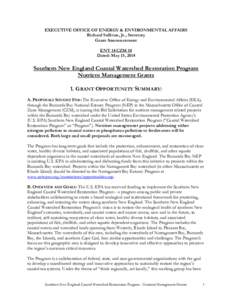 EXECUTIVE OFFICE OF ENERGY & ENVIRONMENTAL AFFAIRS Richard Sullivan, Jr., Secretary Grant Announcement ENV 14 CZM 10 Dated: May 15, 2014