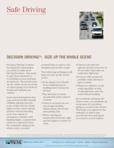 Safe Driving  DECISION DRIVING®: SIZE UP THE WHOLE SCENE Decision Driving® is about having all the information you need to make good