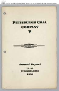 1931, 1931 Folder 9 CONSOL Energy Inc. Mine Maps and Records Collection, [removed], AIS[removed], Archives Service Center, University of Pittsburgh 1931, 1931 Folder 9