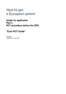 How to get a European patent - Guide for applicants Part 2 - PCT procedures before the EPO