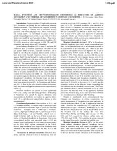 Lunar and Planetary Science XXIX[removed]pdf RADIAL PYROXENE AND CRYPTOCRYSTALLINE CHONDRULES AS INDICATORS OF AQUEOUS ALTERATION AND THERMAL METAMORPHISM IN ORDINARY CHONDRITES. J. N. Grossman, United States