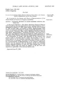 Witchcraft / Salem / National Historic Sites / Consolidated Natural Resources Act / Massachusetts / Geography of the United States / Salem /  Massachusetts