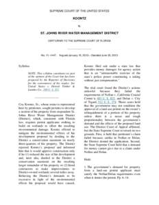 SUPREME COURT OF THE UNITED STATES  KOONTZ v. ST. JOHNS RIVER WATER MANAGEMENT DISTRICT CERTIORARI TO THE SUPREME COURT OF FLORIDA