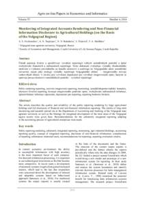 Agris on-line Papers in Economics and Informatics Volume VI Number 4, 2014  Monitoring of Integrated Accounts Rendering and Non-Financial