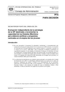 OFICINA INTERNACIONAL DEL TRABAJO  GB.306/PFA/13/3 a 306. reunión