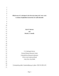 Evaluation of upstream fish passage at rock vortex weir structures