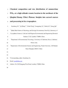 1  Chemical composition and size distribution of summertime 2