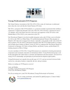 Young Professionals (YP) Program The United Nations Association of the USA (UNA-USA) wants all Americans to understand more about the vital work that the United Nations (UN) does. The UNA, a program of the UN Foundation,