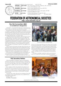 Issue 80  Published by the Federation of Astronomical Societies PRESIDENT Callum Potter, Tel: 