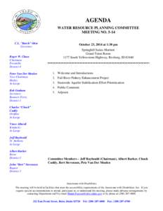 Water Resource Planning Committee Meeting Agenda | October 23, 2014 | idwr.idaho.gov