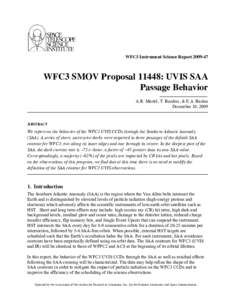 WFC3 Instrument Science Report[removed]WFC3 SMOV Proposal 11448: UVIS SAA Passage Behavior A.R. Martel, T. Borders, & E.A. Barker December 10, 2009