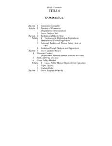 4 GAR - Commerce  TITLE 4 COMMERCE Chapter 1 Article 1