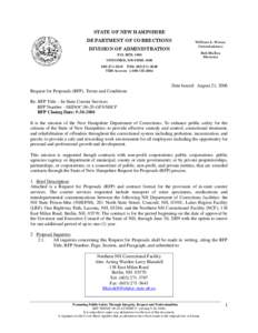 Auctioneering / Outsourcing / Request for proposal / New Hampshire Department of Corrections / Northern New Hampshire Correctional Facility / Lakes Region Facility / Proposal / Business / Sales / Procurement