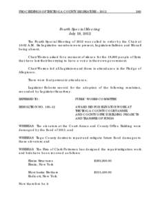 PROCEEDINGS OF THE TIOGA COUNTY LEGISLATURE – [removed]Fourth Special Meeting July 19, 2012