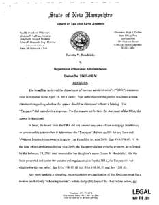 Board of Tax and Land Appeals Governor Hugh J. Gallen State Office Park Johnson Hall 107 Pleasant Street Concord, New Hampshire