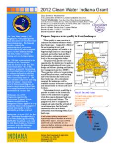 2012 Clean Water Indiana Grant LEAD DISTRICT: WASHINGTON COLLABORATING DISTRICTS: LAWRENCE, MARTIN, ORANGE TARGET WATERSHEDS: TWIN EAST FORK WHITE RIVER, GUTHRIE CREEK, LICK BRANCH, SALT CREEK, INDIANA CREEK, LEATHERWOOD