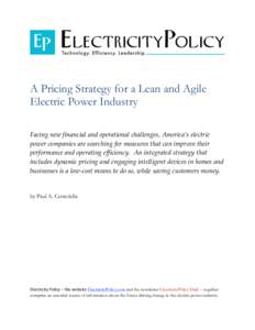 A Pricing Strategy for a Lean and Agile Electric Power Industry