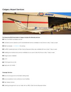 Calgary Airport Services  The Skyservice/ESSO fuel dealer in Calgary includes the following services: Part of the ESSO fuel dealer network Canada Customs clearance with Canada Border Services available on site 24 hours a