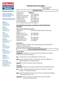 MATERIAL SAFETY DATA SHEET Issued[removed]Code Amber IDENTIFICATION Product Name: GRIPFLEX