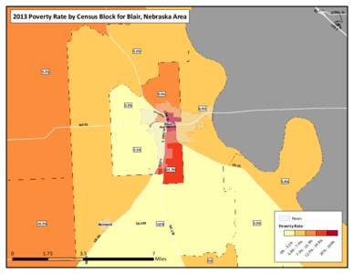 2013 Poverty Rate by Census Block for Blair, Nebraska Area  82 CR -F50