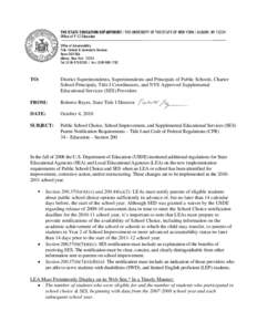 THE STATE EDUCATION DEPARTMENT / THE UNIVERSITY OF THE STATE OF NEW YORK / ALBANY, NY[removed]Office of P-12 Education Office of Accountability Title I School & Community Services Room 365 EBA Albany, New York 12234